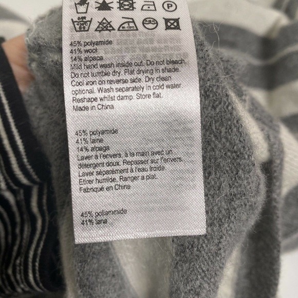 All saints Womens Cassia Jumper Gray White Stripe Boat Neck Wool Sweater… - Picture 8 of 11